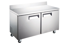 EFI FWDR2-60VCX 60" Stainless Steel Hinged Solid 2 Doors Worktop Freezer with Backsplash
