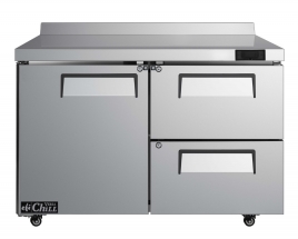 EFI FWDW2-48VC 48" Stainless Steel 2 Drawers with Left Hinged Solid 1 Door  Worktop Freezer with Backsplash