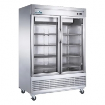Glacier GF-2G 55" Stainless Steel Hinged Glass 2 Doors Freezer 