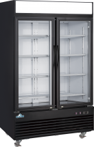 Glacier GM-2F 47" Black Exterior Hinged Glass 2 Doors Freezer 