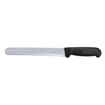Omcan 12644 10" Slicer Straight Serrated Knife / Bread Knife with Black Polypropylene Handle
