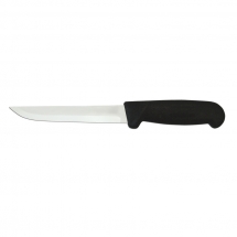 Omcan 11637 Straight Blade 6" Boning Knife with Black Polypropylene Handle