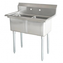 Omcan 22119 Two Tub Sink stainless steel with 1.8" Corner Drain Without Drainboard