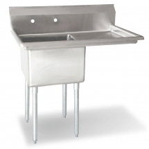Omcan 25254 One Tub Sink Stainless Steel  with 1.8" Corner Drain and RIGHT Drainboard