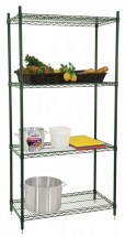 Omcan 4 tiers 18"x48" wire shelves 18"x48"x72"H Epoxy wire shelf set 