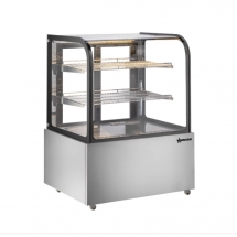 Omcan 49296 37" Floor Model Display Warmer 2 Shelves Curved Front Glass