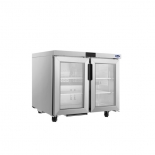 ATOSA AUR36GD 36" Stainless Steel Hinged Glass 2 Doors Under Counter Cooler 
