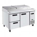 EFI CPDW2-67VC 67" Hinge Solid Stainless Steel 2 Drawers & 1 Right Hinged Solid Door Pizza Prep Cooler
