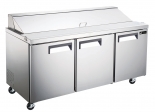 EFI CSDR3-72VCX 72" Stainless Steel Hinged Solid 3 Doors Prep Cooler Salad / Sandwich Table