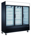 EFI F3-78GDVCX 78" Black Exterior Hinged Glass 3 Doors Reach In Freezer Bottom Mount
