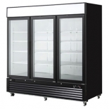 EFI F3-82GDVC 82" Black Exterior Hinged Glass 3 Doors Reach In Freezer Bottom Mount
