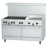 Garland X60-6G24RR 60" Sunfire Restaurant Range with Six Burners with Right 24" Flat Manual Griddle and Two (2) Standard Gas Oven