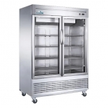Glacier GF-2G 55" Stainless Steel Hinged Glass 2 Doors Freezer 
