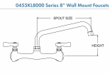 Kason 60455KL8010 SERIES 8"OC Wall Mount Faucets with 10" spout 