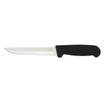 Omcan 11637 Straight Blade 6" Boning Knife with Black Polypropylene Handle