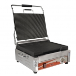 Omcan 19936 Single Panini Grill with Grooved Plates 12" x 15" Cooking Surface – 120V, 1800W