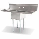 Omcan 25249 One Tub Sink Stainless Steel  with 1.8" Corner Drain with LEFT and RIGHT Drainboard