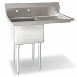 Omcan 25254 One Tub Sink Stainless Steel  with 1.8" Corner Drain and RIGHT Drainboard