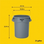 Rubbermaid FG2620 Gray Brute 20 Gallon Commercial Trash Can