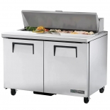 True 48" Stainless Steel Hinged Solid 2 Doors Sandwich table / Prep Cooler TSSU-48-12-HC