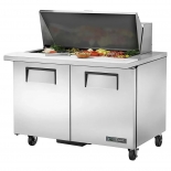 True 48" MEGA Stainless Steel Hinged Solid 2 Doors Sandwich table / Prep Cooler TSSU-48-18M-B-HC
