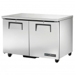 True 48" Stainless Steel Hinged Solid 2 Doors Under Counter Cooler TUC-48-HC