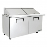 True 60" MEGA Stainless Steel Hinged Solid 2 Doors Sandwich table / Prep Cooler TSSU-60-24M-B-ST-HC