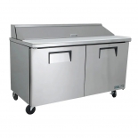 True 60" Stainless Steel Hinged Solid 2 Doors Sandwich table / Prep Cooler TSSU-60-16-HC