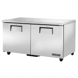 True 60" Stainless Steel Hinged Solid 2 Doors Under Counter Cooler TUC-60-HC