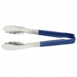 Vollrath 4780930 with Blue handle one-piece scalloped 9" tongs 