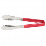 Vollrath 4780940 with Red handle one-piece scalloped 9" tongs 