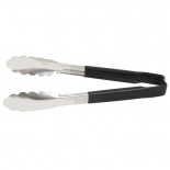 Vollrath 4780920 with Black handle one-piece scalloped 9" tongs 