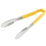 Vollrath 4780950 with Yellow handle one-piece scalloped 9" tongs 