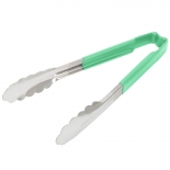 Vollrath 4780970 with Green handle one-piece scalloped 9" tongs 