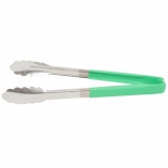 Vollrath 4781270 with Green handle one-piece scalloped 12" tongs 