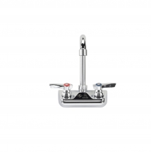 TOP LINE® TLL15-4100-SE1Z Wall Mount Faucet 4" OC Ceramic Valves with 3-1/2" Swivel Gooseneck Spout, Retail Packaging