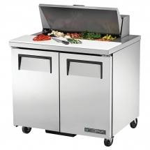 True 36" Stainless Steel Hinged Solid 2 Doors Sandwich table / Prep Cooler TSSU-36-08-HC