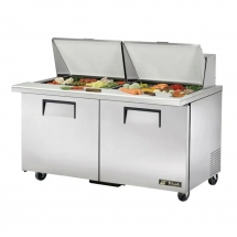 True 60" MEGA Stainless Steel Hinged Solid 2 Doors Sandwich table / Prep Cooler TSSU-60-24M-B-ST-HC