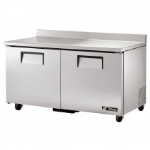 True 60" Stainless Steel Hinged Solid 2 Doors Worktop Freezer TWT-60F-HC