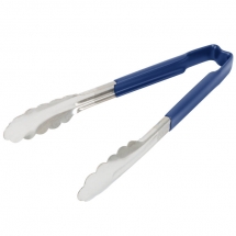 Vollrath 4780930 with Blue handle one-piece scalloped 9" tongs 