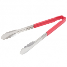 Vollrath 4781240 with Red handle one-piece scalloped 12" tongs 
