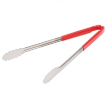 Vollrath 4781640 with Red handle one-piece scalloped 16" tongs 