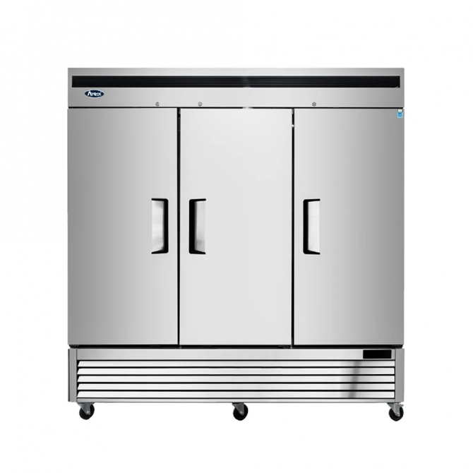 ATOSA 82" Bottom Mount Three (3) Stainless Steel Solid Hinged Door Reach-in Freezer MBF8504GR