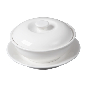 Cameo 210-D434 Imperial White 8 oz 3 pcs Soup Bowl (Lid & Bowl, Saucer) 5"D
