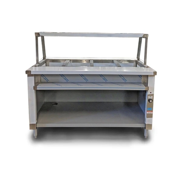 Custom 18054 stainless steel 4 wells steam table with sneeze guard with LED light 208/1/60 