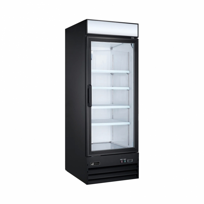 EFI C1-27GDVCX Black Exterior Right Hinged Single Glass Door Cooler 