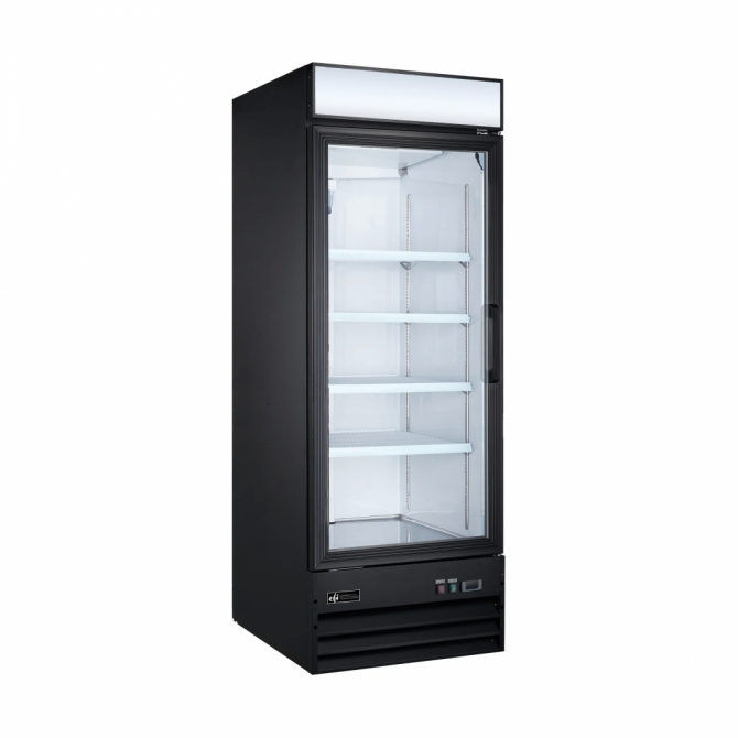 EFI C1-27GDVCX-L Black Exterior Left Hinged Single Glass Door Cooler 