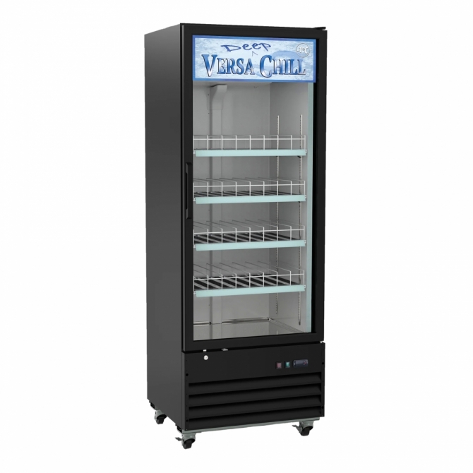 EFI C1Z-29GDVCX Black Exterior Right Hinged Single Glass Door Deep Chill Cooler 