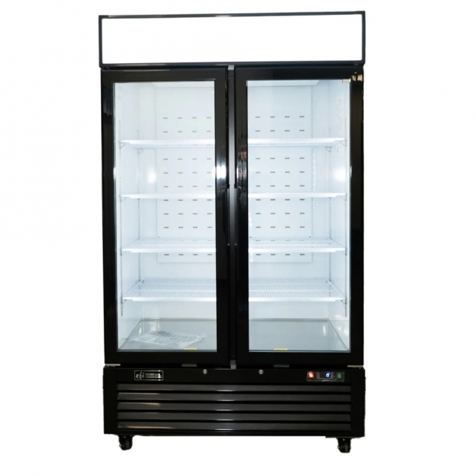 EFI C2-48GDVC Black Exterior Hinged Glass 2 Doors Cooler 