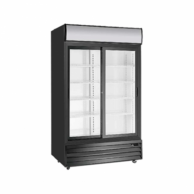 EFI C2S-45GD Black Exterior Sliding Glass 2 Doors Cooler 